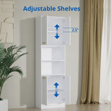 Cozy Castle Freestanding Pantry Cabinet, 75" with Doors and Adjustable Shelves, Wood Storage Cabinet for Kitchen, Bathroom or Hallway, White Cozy Castle