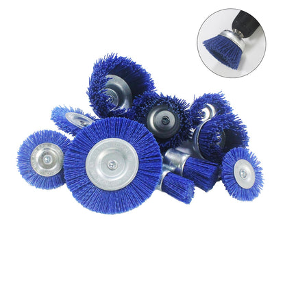 𝐉𝐔𝐍𝐋𝐈𝐗𝐍 10 Pcs Abrasive Filament Nylon Wire Bristle Brush Wheel, 1/4" Shank 80 Grit Coarse Sanding Scuffing Brush for Removal of Rust Corrosion Paint