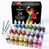 Castle Art Supplies 3D Fabric Paint Set | 24 Quality Vibrant Colors in 29ml Bottles | For Artists; For Crafters; For Fun | Clothing, Textile, Canvas, Castle Art Supplies