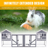 GEGURI Rabbit Hutch Indoor Rabbit Cage Outdoor, Chicken Coop Bunny Cage with Waterproof Roof, Pull Out Tray, Predator-Resistant Fencing GEGURI