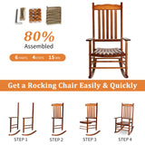 Outvita Outdoor Rocking Chair, Solid Wood High Back Rocker, All Weather Lounge Chair for Porch Patio Fire Pit Garden Backyard Deck Indoor, Wave Outvita