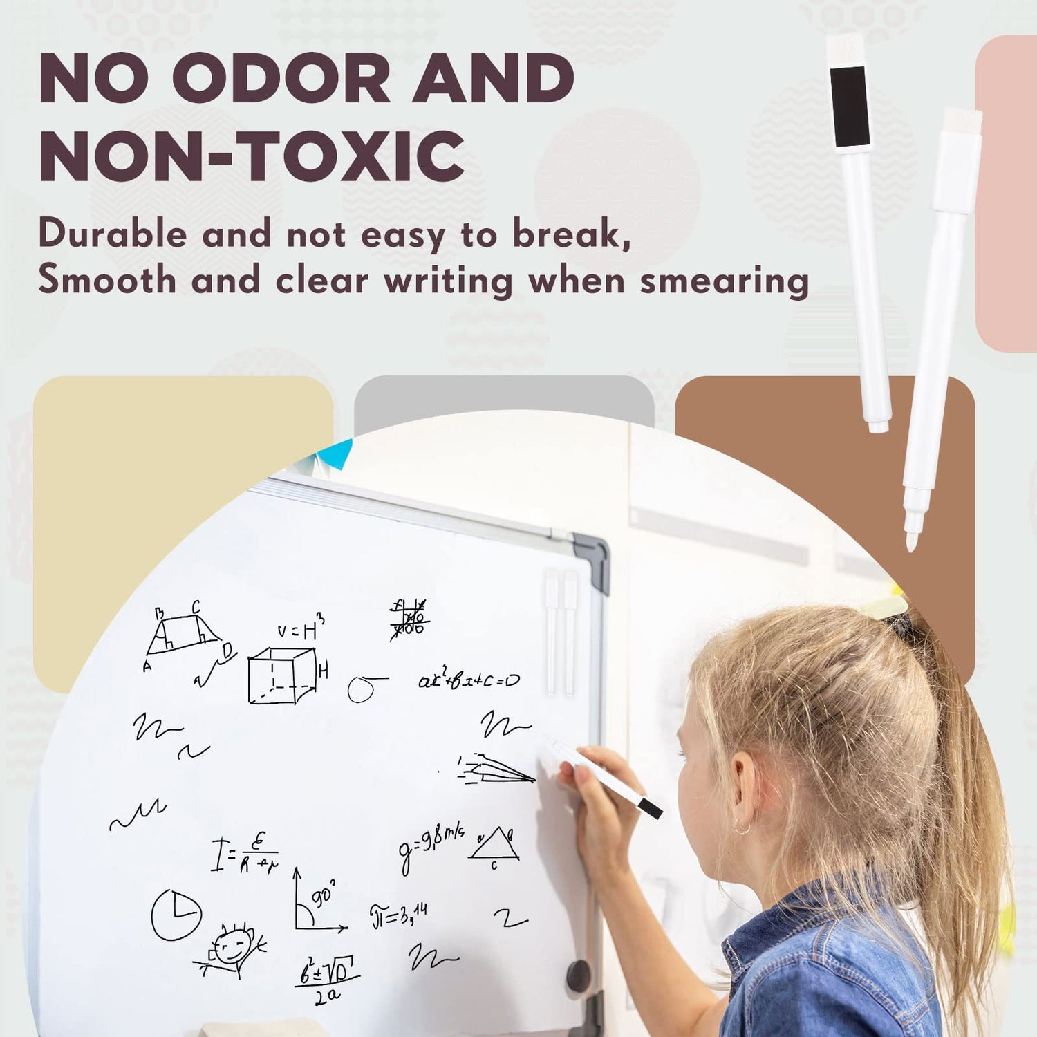 12 Pack Fine Tip Dry Erase Magnetic Markers with Eraser Cap, Magnetic Dry Erase Liquid Chalk Markers Pen Whiteboard Markers for School Office Home Pajean