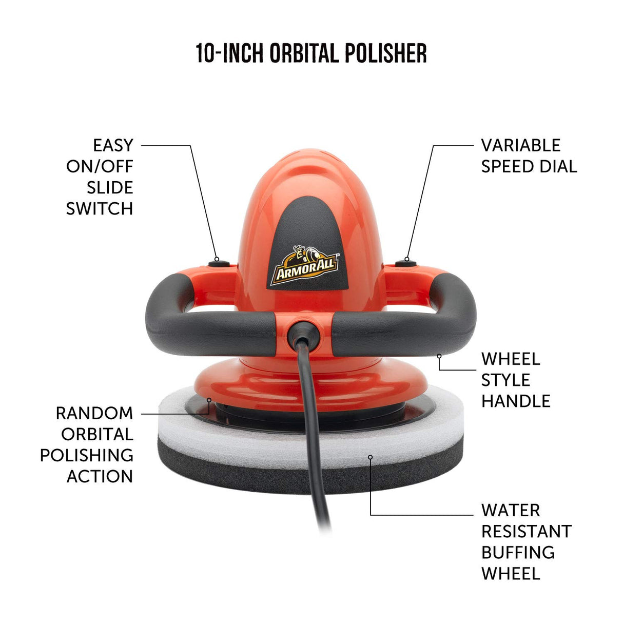 Armor All, AA10BP , 10 Inch Orbital, Wheels, Car Buffer/Polisher , Orange Armor All