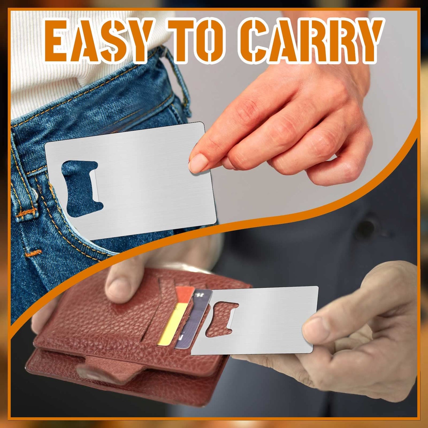 Nuogo 100 Pieces Stainless Steel Card Bottle Openers Bulk Metal Card Beer Bottle Openers Groomsmen Wallet Bottle Opener for Wedding Party Bridesmaid Nuogo