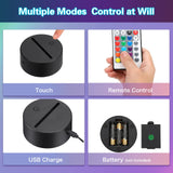 Riakrum 12 Pieces LED Light Base with Clear Acrylic Sheet 3D Night LED Lamp Display Base 16 Colors and 4 Modes Remote Control USB Cable for DIY Craft Riakrum