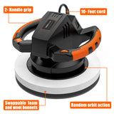THINKWORK Buffer Polisher,10 Inch Car Polisher Sets with 4 Buffing and Polishing Bonnets,6 Variable Speed 1500-3600 RPM,Double handle, Ideal for Car THINKWORK