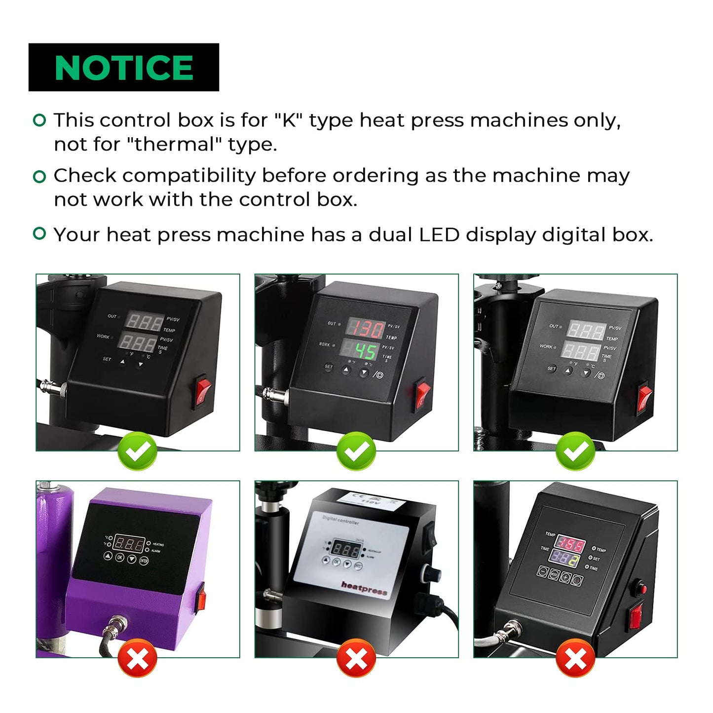 POWLAB 1400W Digital Heat Press Machine Within 15"x15" with Time & Temperature LED Controller, 4 & 2 Pin Connectors for T-Shirt, Hat, Plate, Cup, - WoodArtSupply