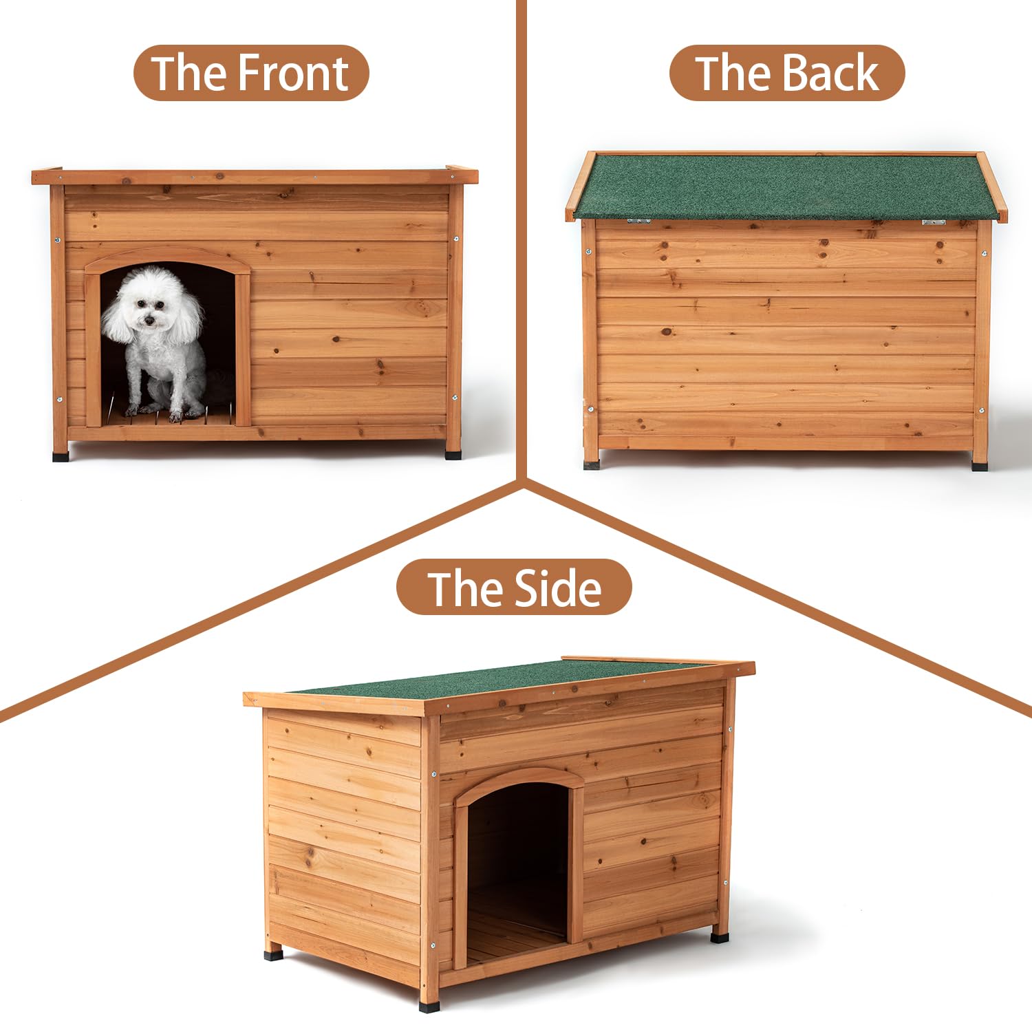 TAKUKA Outdoor Wooden Dog House for Small Medium Large Sized Dogs，Extra Waterproof Durable Dog Kennel with Wooden Floor for Garden Backyard Farm (34" TAKUKA