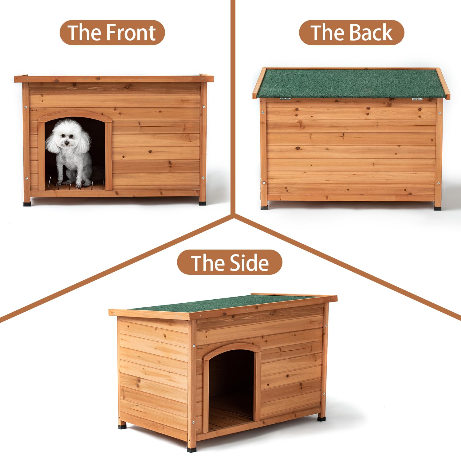 TAKUKA Outdoor Wooden Dog House for Small Medium Large Sized Dogs，Extra Waterproof Durable Dog Kennel with Wooden Floor for Garden Backyard Farm (34" - WoodArtSupply