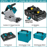 Makita XPS01PTJ 18-Volt X2 LXT Lithium-Ion (36V) Brushless Cordless 6-1/2 inch Plunge Circular Saw Kit (5.0Ah) with 199140-0 39 inch Guide Rail(Sold Makita