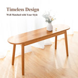 Cttasty Entryway Bench, Solid Wood Dining Bench, Midcentury End of Bed Bench w/Rounded Corner, Outdoor Bench w/Robust Construction, Bedroom Bench, Cttasty