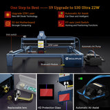 SCULPFUN S9 Laser Engraver Upgrade kit to S30 Ultra 22W, air Assist, with 22W Laser, 32 bit Main Board, Limit Switch, for Sculpfun SCULPFUN