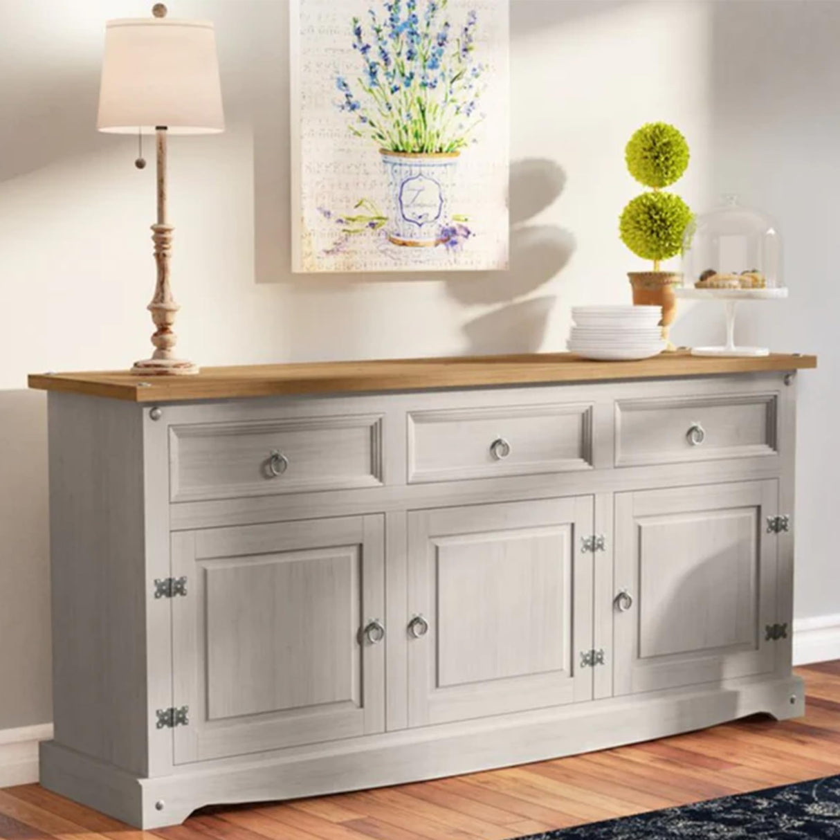 Furniture Dash Solid Wood Sideboard Buffet 65.9" W, 16.9" D, 31.6" H - Wooden Storage Cabinet, Cupboard Console Table, Ideal for Living Room, Kitchen Furniture Dash