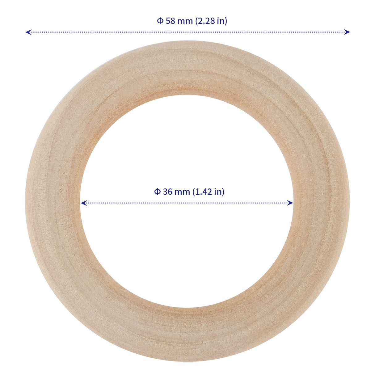 SOUJAP 110 PCS 58mm Natural Wood Rings, 2 Inch Unfinished Solid Wood Rings, Macrame Rings Wood Circle Ring for Crafts, Pendant Connectors, Jewelry SOUJAP