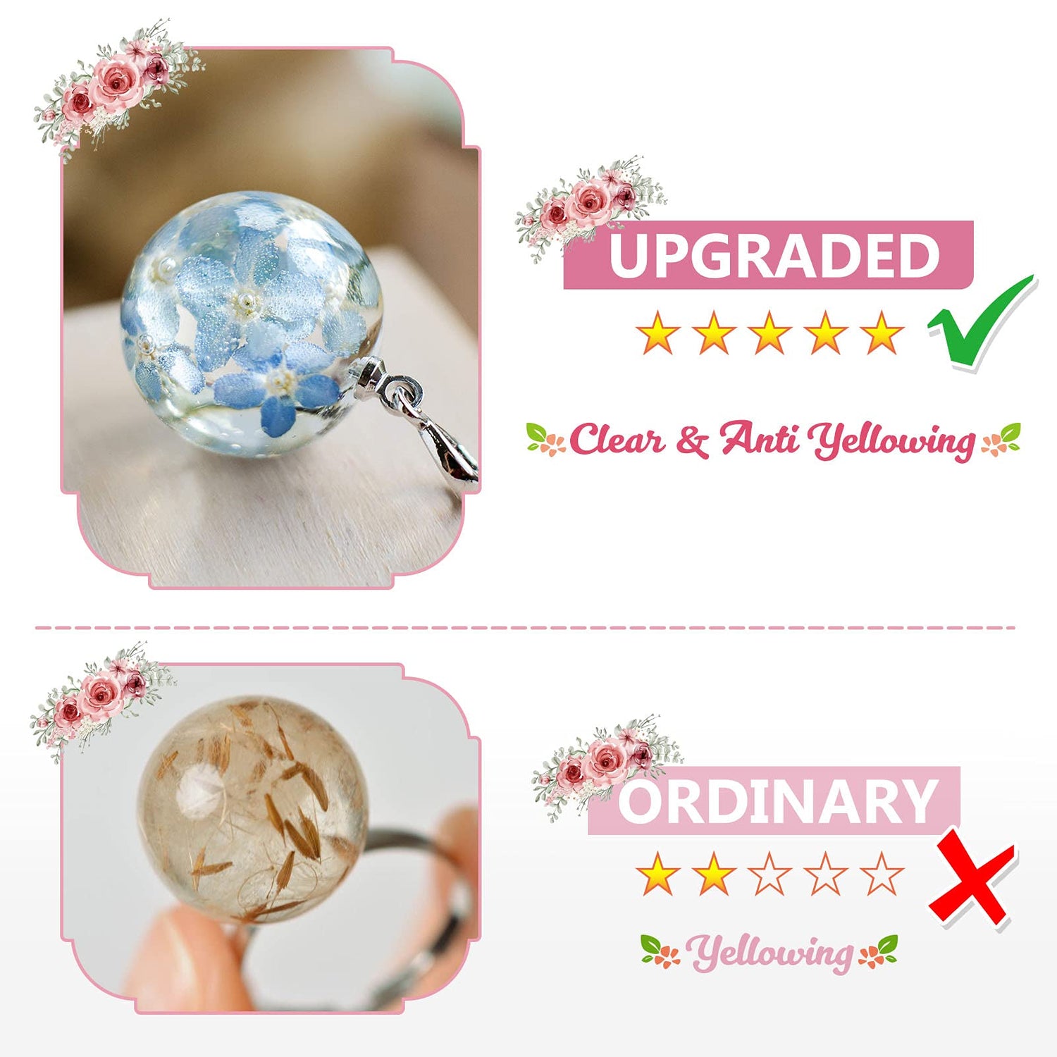 YIEHO UV Resin-200g Upgraded Crystal Clear Hard UV Curing Epoxy Resin Starter Supplies for Craft Jewelry Making YIEHO