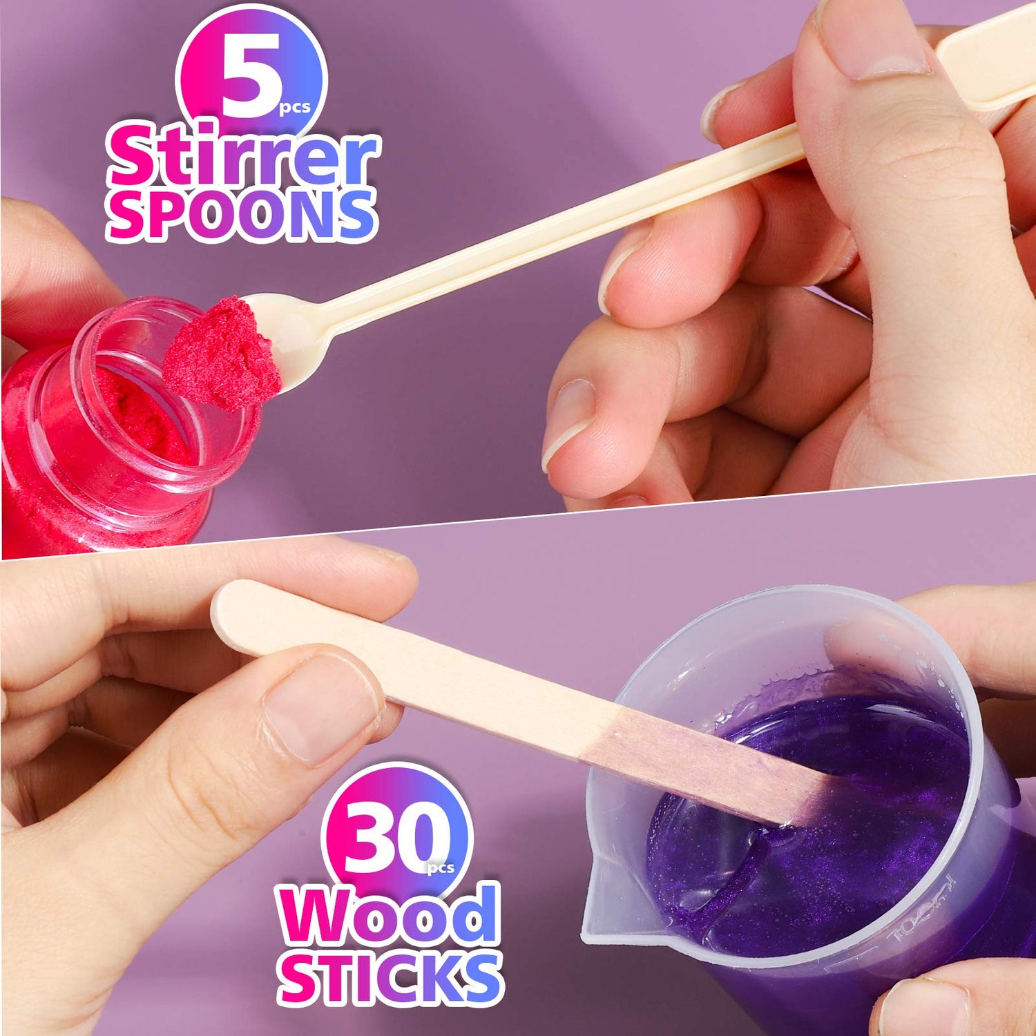 LEOBRO 24 PCS 100ml Resin Measuring Cups with 35PCS Mixing Sticks, Graduated Epoxy Resin Mixing Cups, Small Beaker, Plastic Measuring Cup for Epoxy LEOBRO