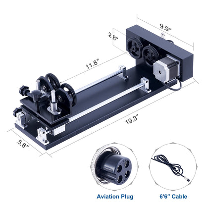 OMTech Laser Rotary Attachment with Nema 23 2-Phase Stepper Motor for 50W 60W 80W 100W 130W CO2 Laser Engraving Machines K40 Rotary Tool Accessory - WoodArtSupply