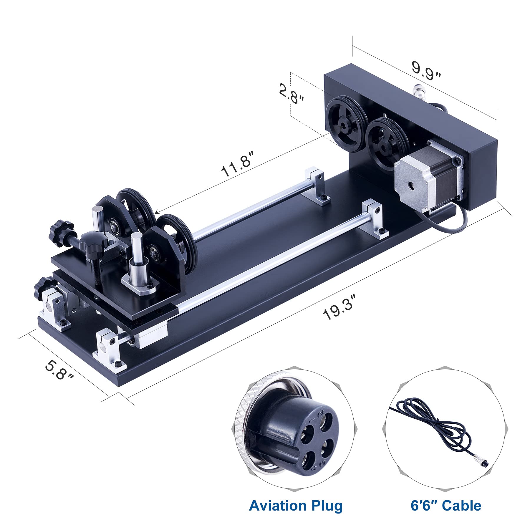 OMTech 4-Wheel Rotary Cutter and Engraver Attachment with Nema 23 2-Phase Stepper Motor for 50W 60W 80W 100W 130W CO2 Laser Engraving Machine Rotary - WoodArtSupply