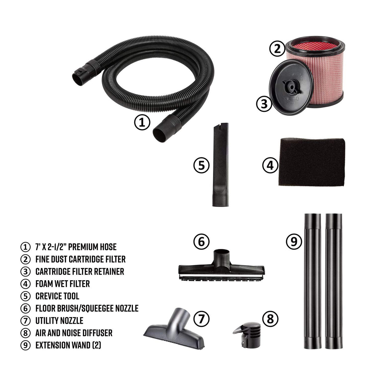 Vacmaster Professional - Professional Wet/Dry Vac, 12 Gallon, Beast Series, 5.5 HP 2-1/2" Hose (VJH1211PF0201) , Black Vacmaster