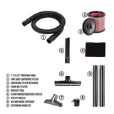 Vacmaster Professional - Professional Wet/Dry Vac, 12 Gallon, Beast Series, 5.5 HP 2-1/2" Hose (VJH1211PF0201) , Black Vacmaster