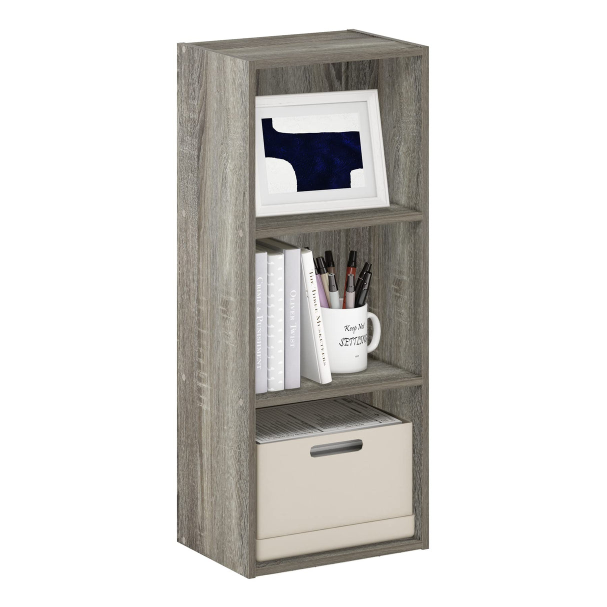 Furinno Luder Bookcase / Book / Storage , 3-Tier, Frenck Oak Furinno