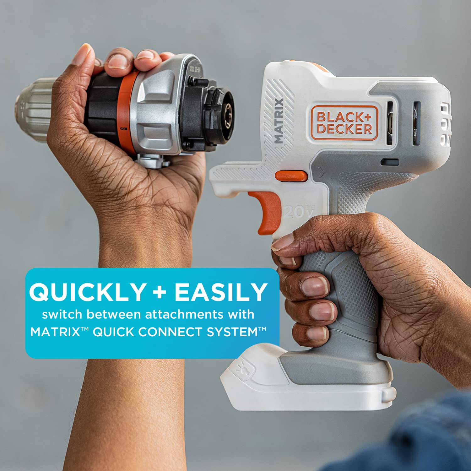 BLACK+DECKER 20V MAX Matrix Cordless Drill/Driver Kit, White (BDCDMT120WC1FF) - WoodArtSupply