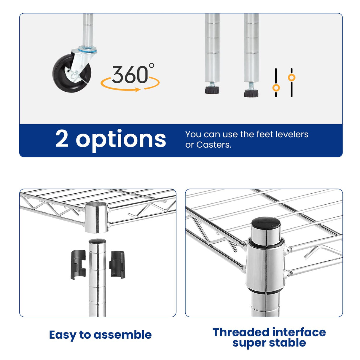 48 Lx18 Wx72 H Wire Shelving Unit Heavy Duty Height Adjustable NSF Certification Utility Rolling Steel Commercial Grade with Wheels for Kitchen BestOffice