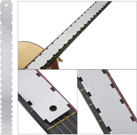 Jiayouy 4Pcs Luthier Tools Set Dual Scale Guitar Neck Notched Straight Edge String Action Gauge Ruler Fret Rocker Fret Leveling Beam for Guitar and Jiayouy
