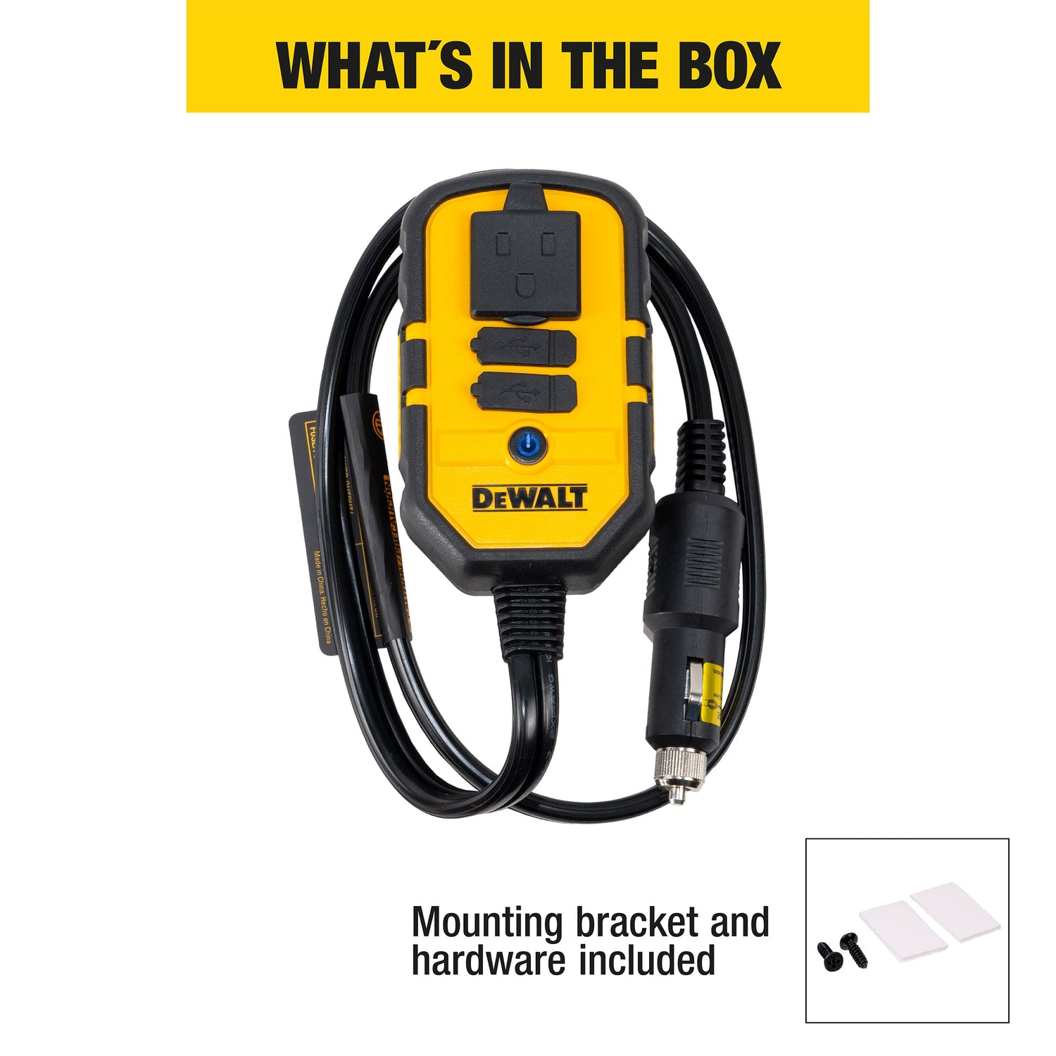 DEWALT DXAEPI140 Power Inverter 140W Car Converter: 12V DC to 120V AC Power Outlet with Dual 3.1A USB Ports DEWALT
