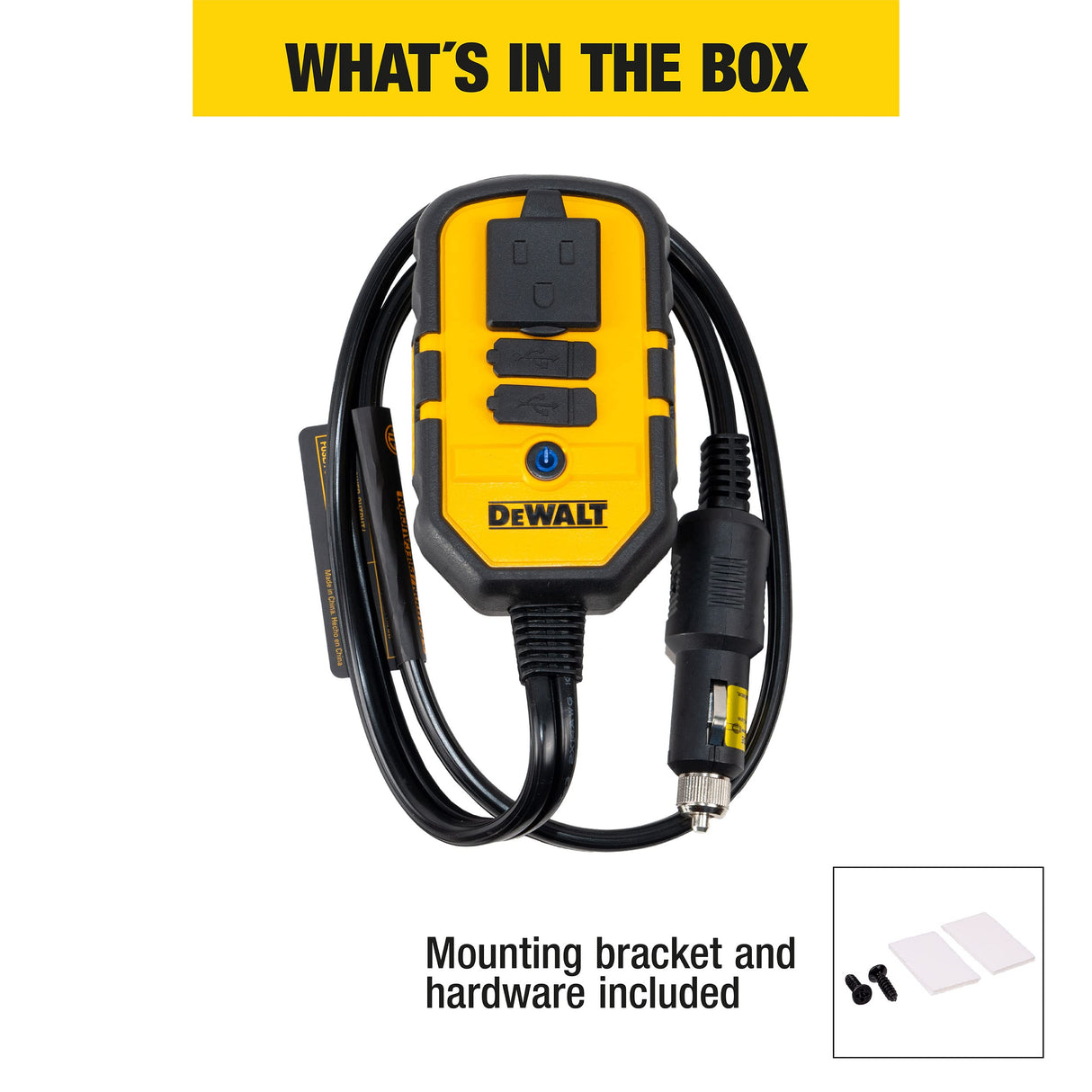 DEWALT DXAEPI140 Power Inverter 140W Car Converter: 12V DC to 120V AC Power Outlet with Dual 3.1A USB Ports DEWALT