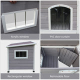 33.4" Wood Dog Houses Outdoor, Weatherproof Dog Houses Outside with Door Cute Wooden Rockever