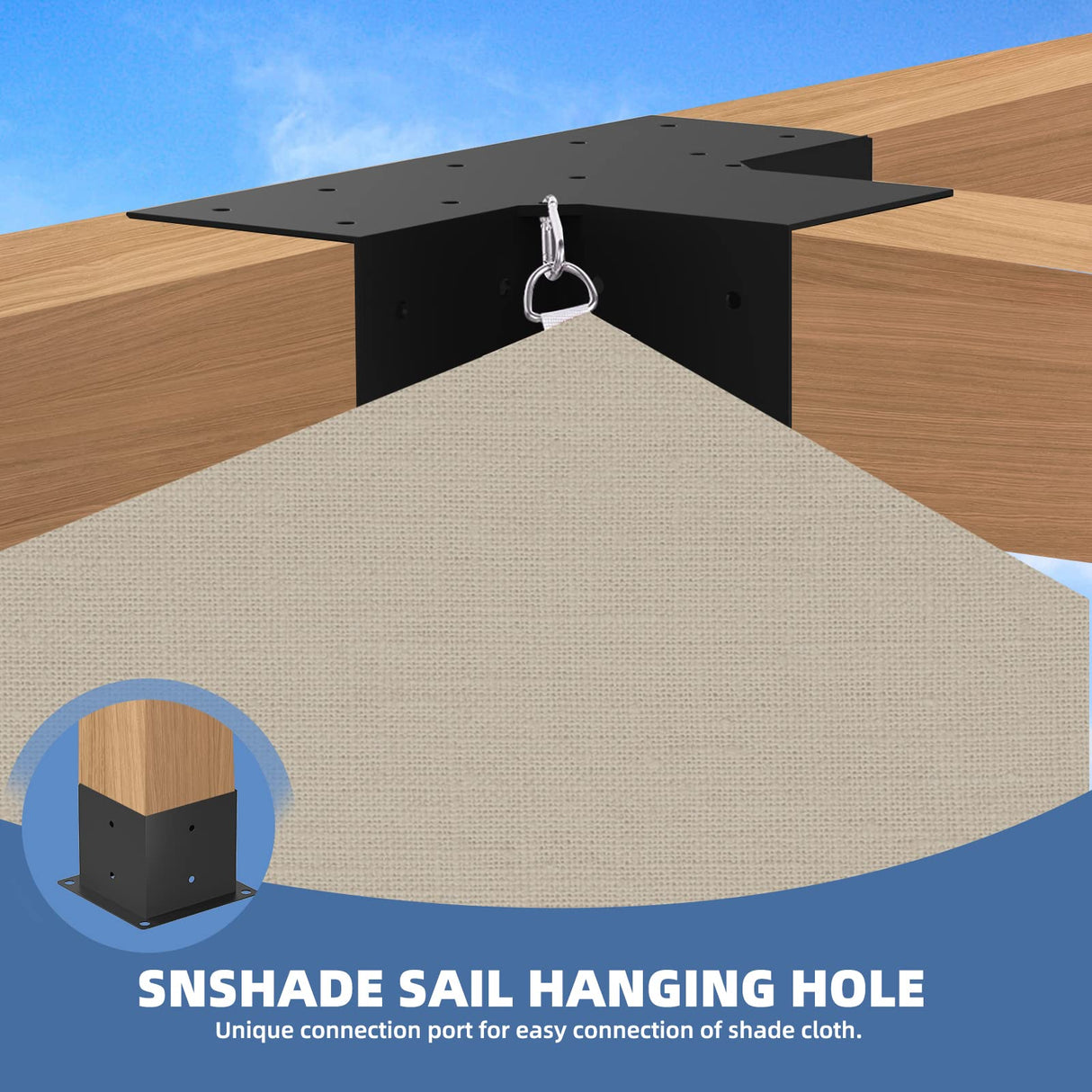 Tocretoare Pergola Kit, Woodworks Pergola Brackets 6" x 6" (Actual: 5.5x5.5 Inch), 2 Pack 4-Way Right Angle Corner Brackets, Powder-Coated Pergola TOCRETOARE