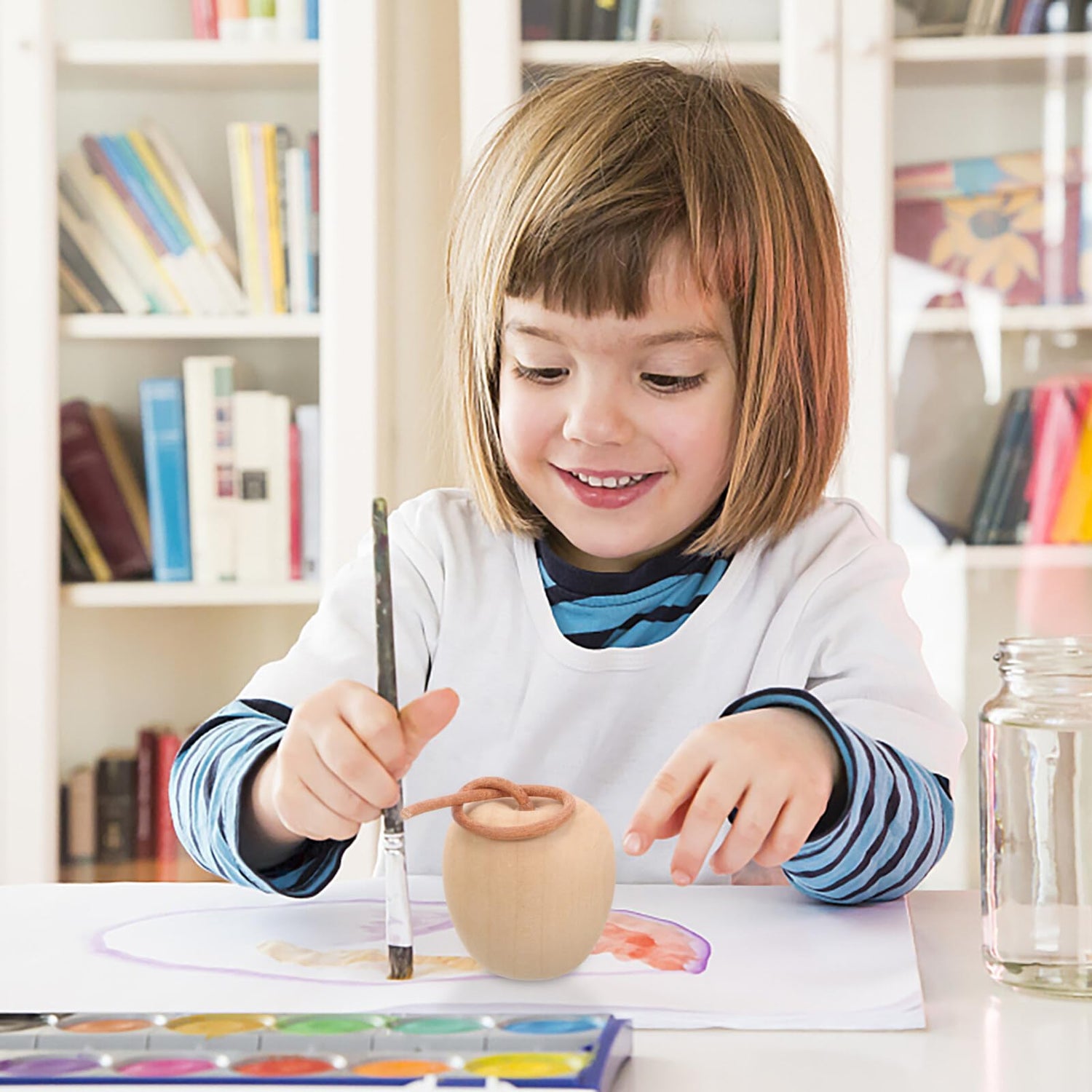 ABOOFAN Unfinished Wooden Apples 5pcs Wooden Crafts DIY Unpainted Fruit Shape Art Crafts for Color Painting Wooden Mini Wooden Peg Dolls ABOOFAN