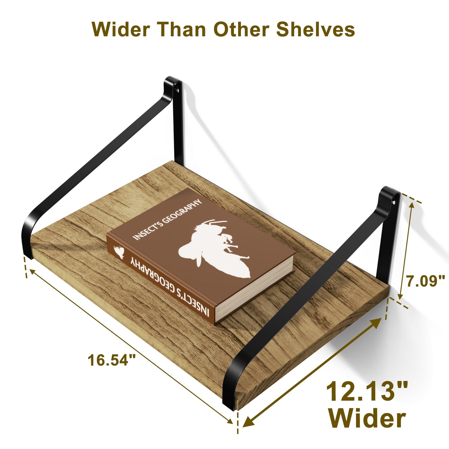 Love-KANKEI Floating Shelves Wall Mount Rustic Wood Wall Shelves with Large Storage L16.5 x W12 inch for Kitchen Living Room Bathroom Bedroom Set of Love-KANKEI