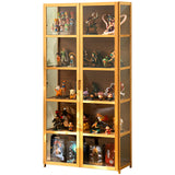5-Tier Acrylic Glass Display Cabinet with Bamboo Frame – Versatile Storage for Books, Toys, and Collectibles idhhco