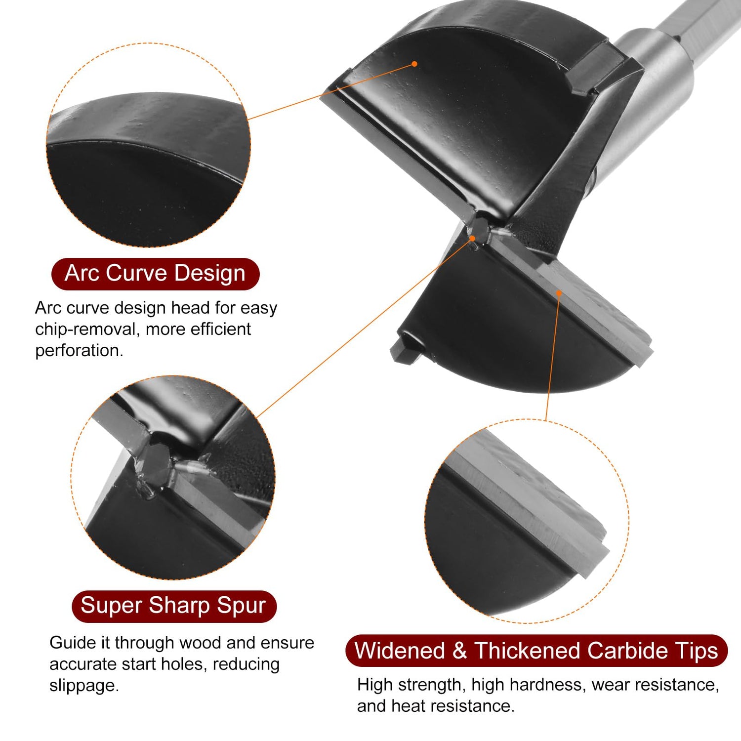 HARFINGTON Forstner Drill Bit 63mm (2-1/2") Tungsten Carbide Wood Forstner Bit Opener Cutter for Hinge Hole Drilling Woodworking, Black HARFINGTON