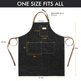 ROTANET Denim Work Apron with 3 Pockets Adjustable Bib Jean Tool Apron for Chef Kitchen Shop Cooking Grilling for Men Women Black ROTANET