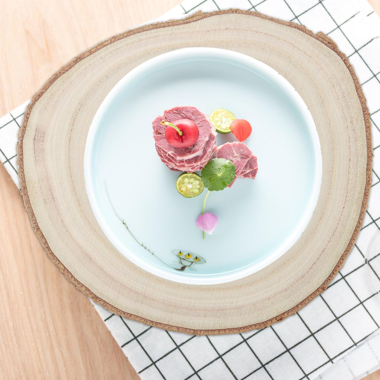 KINJOEK 6PCS 9-10 Inch Large Natural Wood Slices with Bark, Unfinished Wooden Table Coasters Circles, Blank Round Wood Ornaments Slices Bulk for KINJOEK