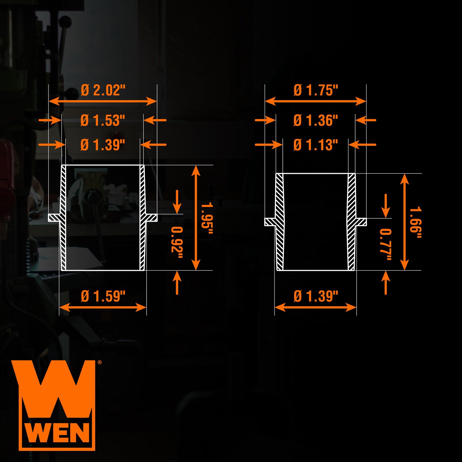 WEN 5-Step Modular Dust Hose Reducer and Adapter Set (DCA014) WEN