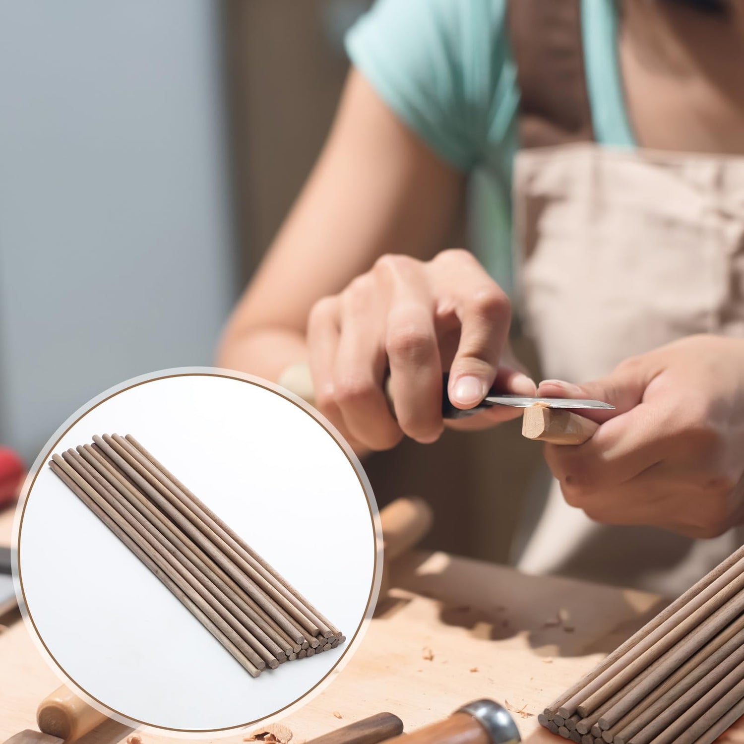 Wenqik 24 Pcs Wooden Dowel Rods Walnut Dowel Rod Sticks Wooden Dowels for Crafts Wooden Stick Round Dowels for Woodworking Unfinished Wood for Wenqik