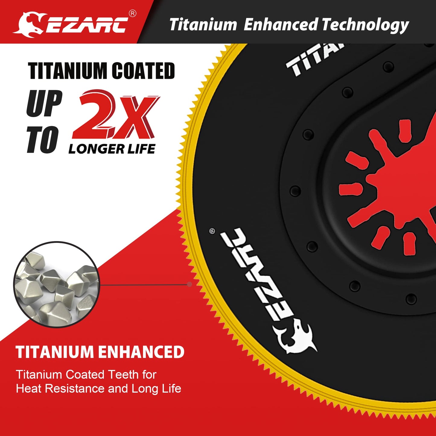 EZARC Oscillating Multitool Blades Titanium, 2PCS Semi Circle Flush Cut Oscillating Saw Blades for Wood Metal Nails Screws Cutting, Universal Quick - WoodArtSupply