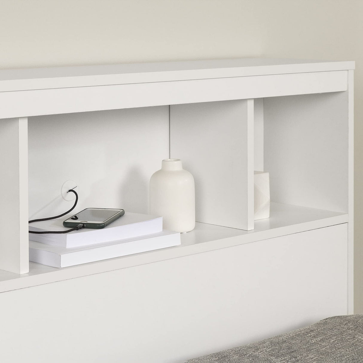 South Shore Summertime Bookcase Headboard, Twin, Pure White South Shore