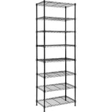 REGILLER 8-Wire Shelving Metal Storage Rack Adjustable Shelves,Standing Storage Shelf Units for Laundry Bathroom Kitchen Pantry Closet (Black,23.9L x REGILLER