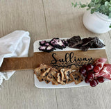 Cheese Board, Personalized Wood Marble Cutting Board, Initial Marble Cheese Board Charcuterie Boards, Engagement Gifts for Couples (Rectangular Wood The Paisley Box