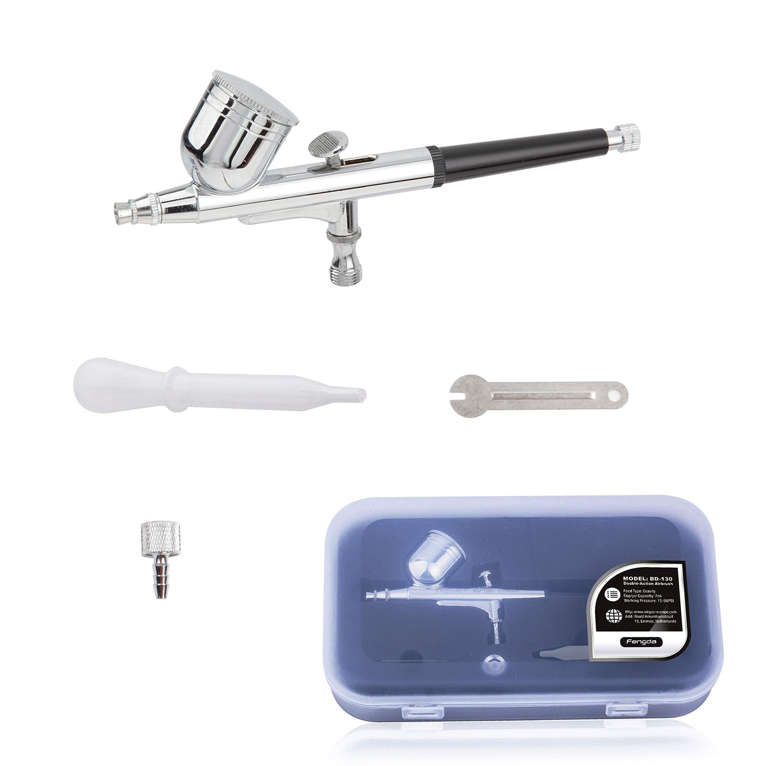 Timbertech Airbrush Kit with Compressor AS18-2K Basic Start Kit with Air Hose, Cleaning Brush & Test Paints for Hobby, Body Tattoo, Graphic and Any TIMBERTECH