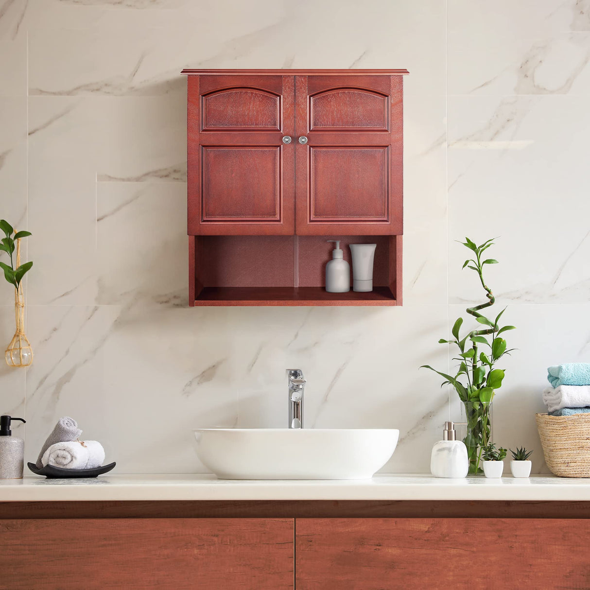Teamson Home Martha 22.25 in. x 25 in. 2-Door Removable Wall Cabinet with Interior Adjustable Shelf for Storage Solutions in Bathrooms, Kitchens, Teamson Home