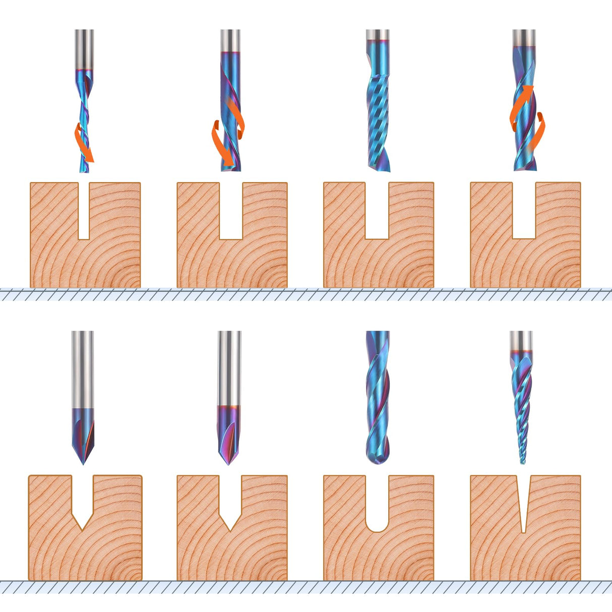 HQMaster CNC Router Bits 1/4 Inch Shank Carving Bit Set for Wood Detail Profile V Groove Engraving Solid Carbide CNC Router Bit Collection HQMaster