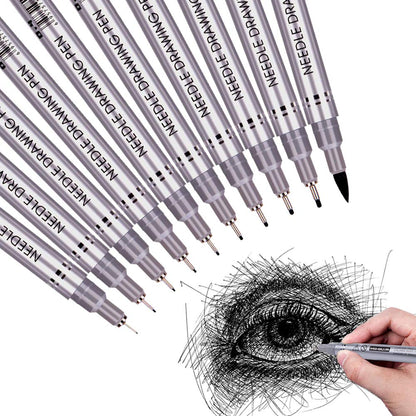 PANDAFLY Precision Micro-Line Pens, 10 Size Black Micro-Pen Fineliner Ink Pens, Waterproof Archival Ink Pens Multiliner Pens for Artist Illustration, - WoodArtSupply