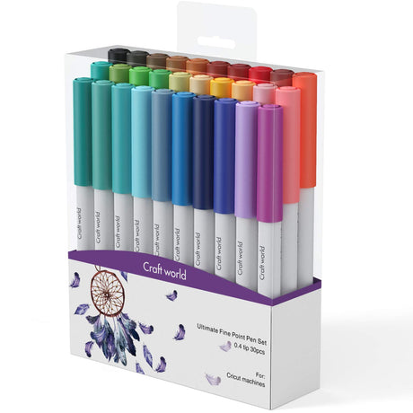 CRAFT WORLD 0.4 Tip Fine Point Pens for Cricut Maker 3/Maker/Explore 3/Air 2, Ultimate Fine Point Pens Set of 30 Pack Assorted Tools Accessories CRAFT WORLD