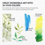 LIGHTWISH Professional Watercolor Paint Tube Set Artist Grade, 9 ML 24 Vivid Colors Art Supplies, Premium Non Toxic Water Colors Paint for Adults, LIGHTWISH